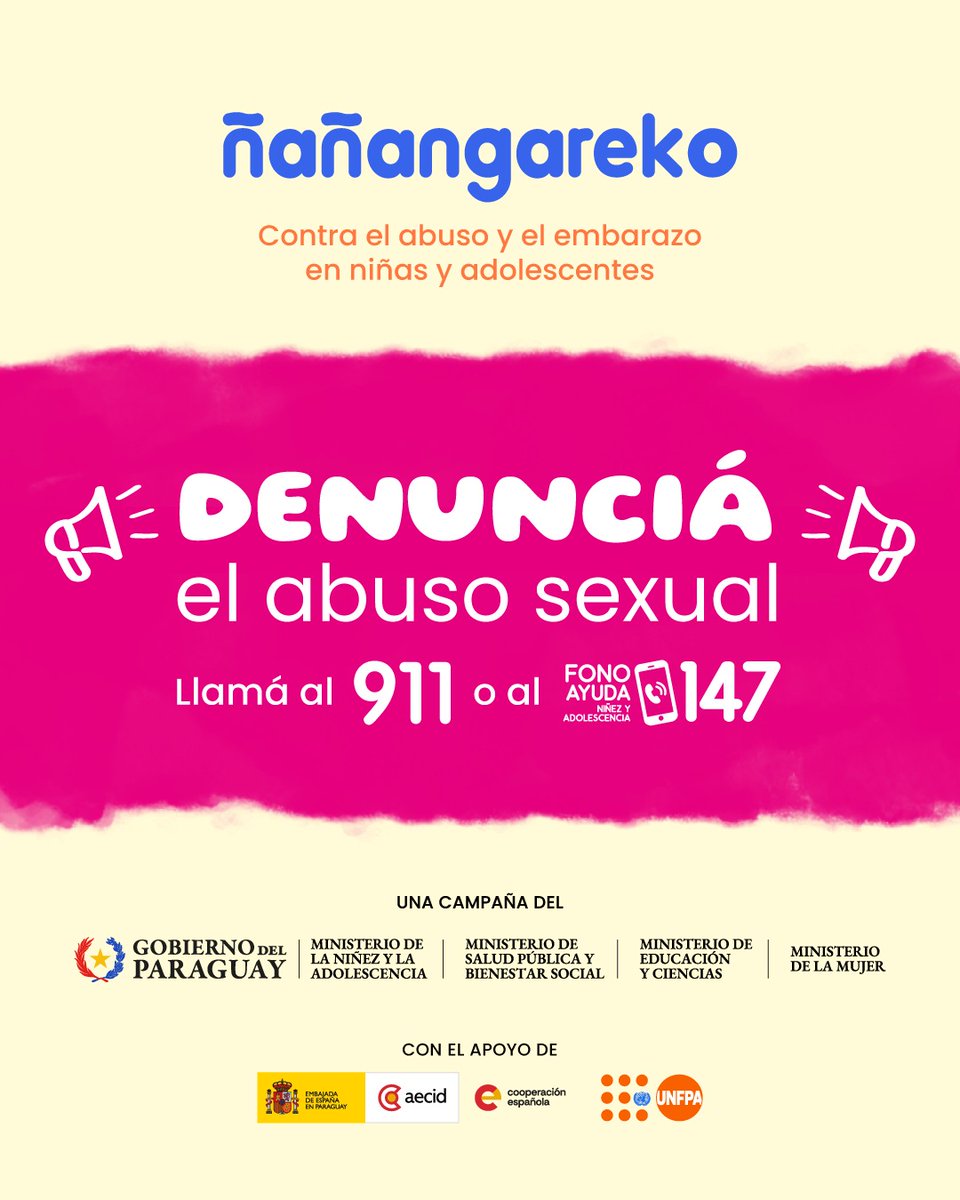 MECpy's tweet image. 🫂 Que una niña siga en la escuela también la protege.

Si conocés o sospechás de abuso sexual, llamá al 911 o 147.

#TodosSomosResponsables #Ñañangareko @MINNAParaguay @msaludpy @MECpy @minmujerpy @UNFPAPy #NiñasYAdolescentes