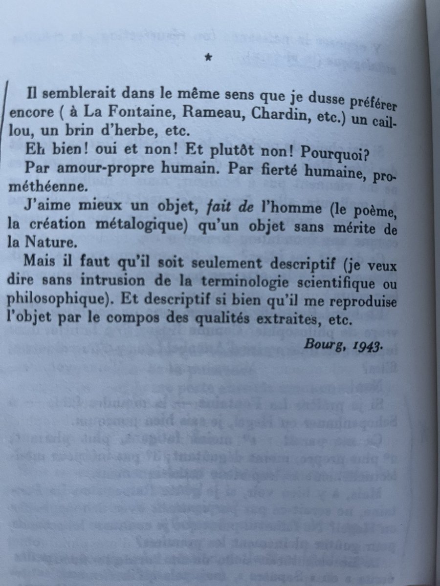 LivresPascalG's tweet image. Il semblerait dans le même sens que je dusse préférer encore (à La Fontaine, Rameau, Chardin, etc.) un caillou, un brin d’herbe, etc.

Pages bis (1943 )/ V/ Le parti pris des choses/ Francis #Ponge  (2000: 194  ) #critères  #lecture #écriture #descriptif #proême #poème