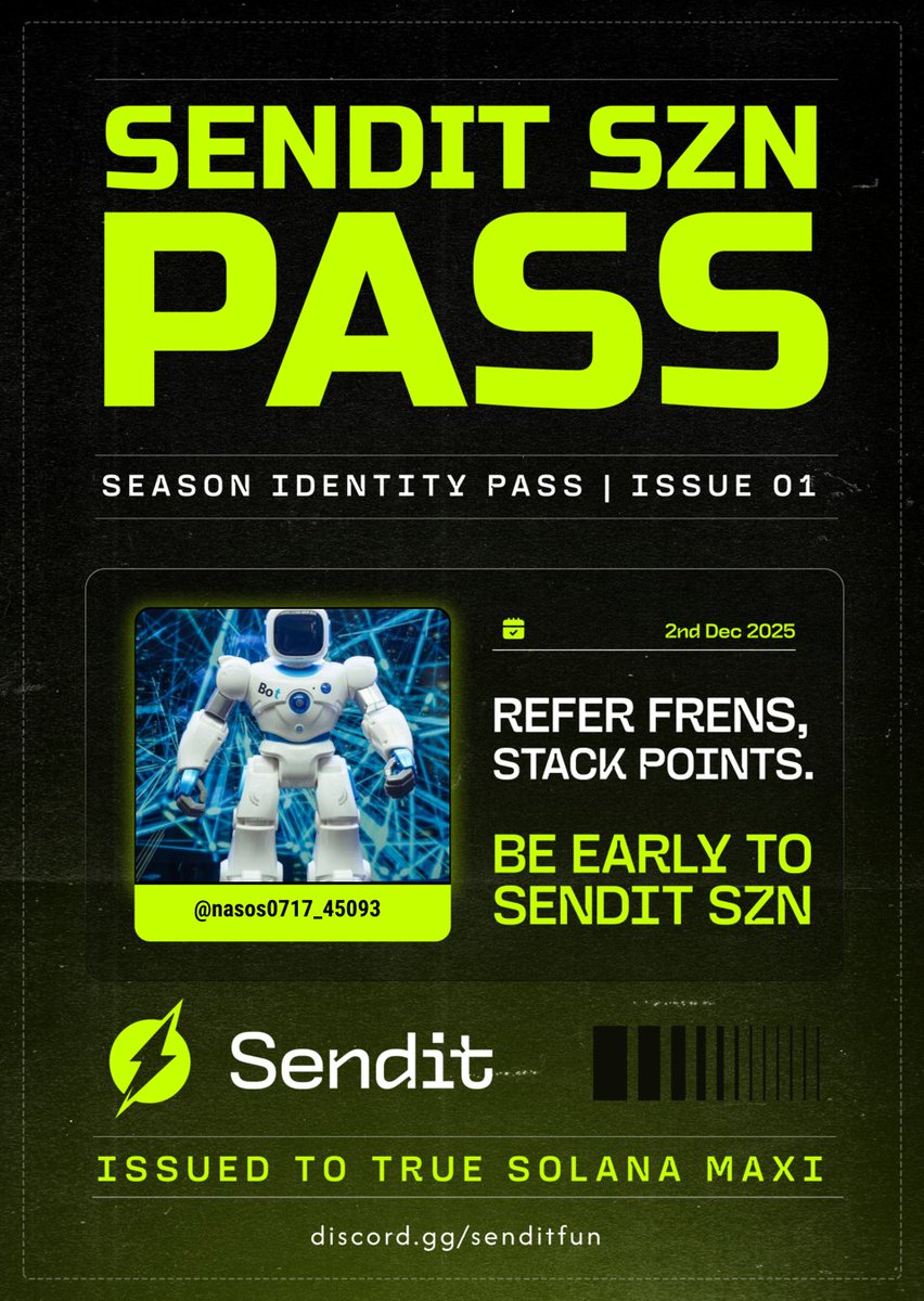 Certified Early Sendooor status achieved.

Minted my SendIt SZN Pass on discord.gg/senditfun 

<a href="/senditfun/">Sendit⚡</a>