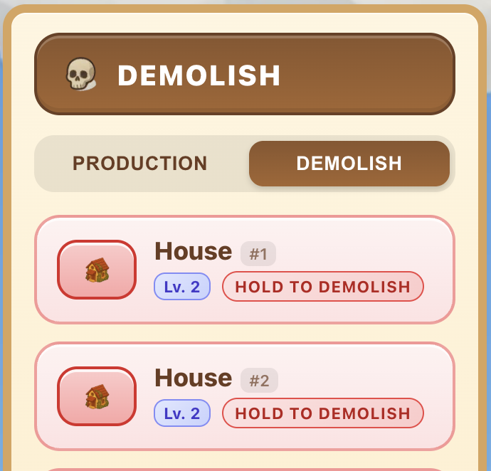 New Features on <a href="/Townies_/">Townies</a> 🏡

➖Repair:🧑‍🔧
Make sure to Repair your Building before its health bar goes to zero.

➖Upgrade:⏫
Upgrade your Buildings to get more Resources 

➖Demolish:💥
In case you need to free some space.

Tip: Play towards building a Castle 👀

➖Quest #4 is