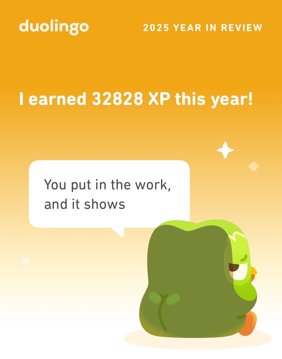 Look how much I learned on Duolingo in 2025! How did you do? #Duolingo365