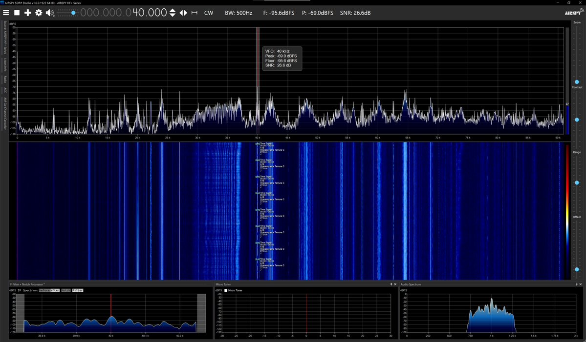 radiosiesta's tweet image. 今しがたのVLF
21.1、22.2、40、54、60kHzは入感中
25kHzは不感です

おはようございます
#VLF
#Airspy
#SDRSharp
#YouLoop
#YouTwin