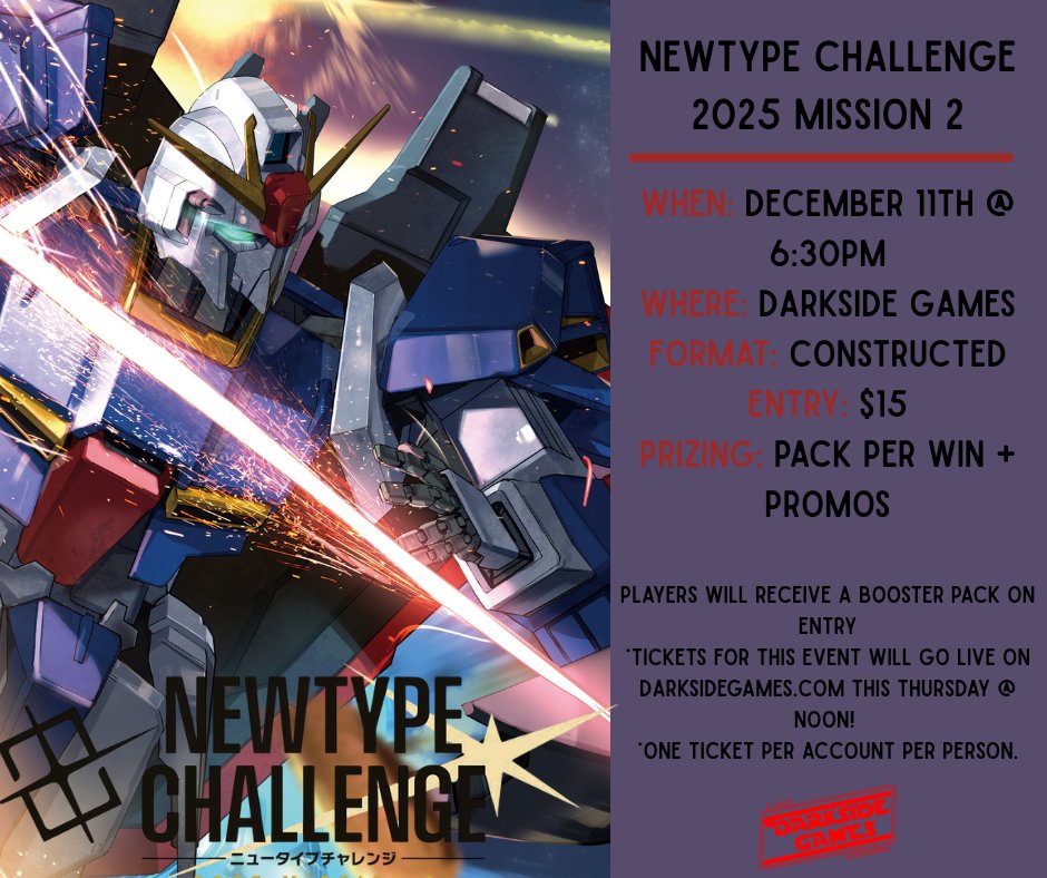 2 new event tickets going live this Thursday @ Noon! Tickets will be available on Darksidegames.com under the events tab. Tickets will be limit 1 per person per account. A ticket will be required to play in these events. Hope to see you all there!

darksidegames.com/pages/events