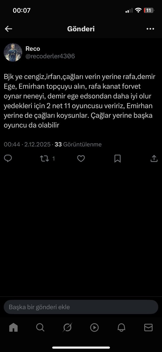 Yanlarına çağları da verir Mustafa+demir Ege+ Emirhan topçuyu da alırım. Mustafa kirada pişsin, o çocuğa oyun bilgisi yüklemesi ile bambaşka olur,demir Ege 1-2 seneye net 11 olur Emirhan ligde en az 15 maç net 11 olur.