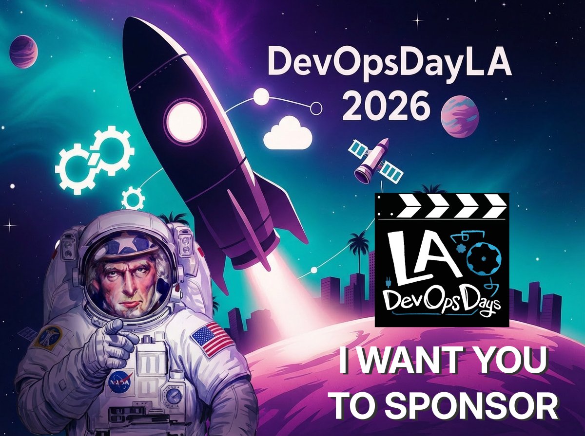 socaldevops's tweet image. 🚀Become a sponsor: DevOpsDayLA 2026 - 15 years!🚀

Join us Mar 6 in Pasadena to reach 400+ engineers, leaders &amp;amp; innovators. Human-centered focus: culture, collaboration &amp;amp; AI!