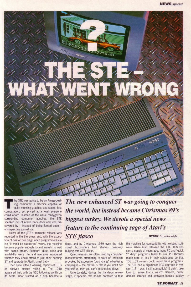 code_wizard_uk's tweet image. 1/x 🧵The Atari STe was a bit of a mess. Various bugs didn’t help but the biggest problem was that it never felt like a significant upgrade to the STFM. Not significant enough to buy a replacement machine for, which was the only upgrade path. What should Atari have done?