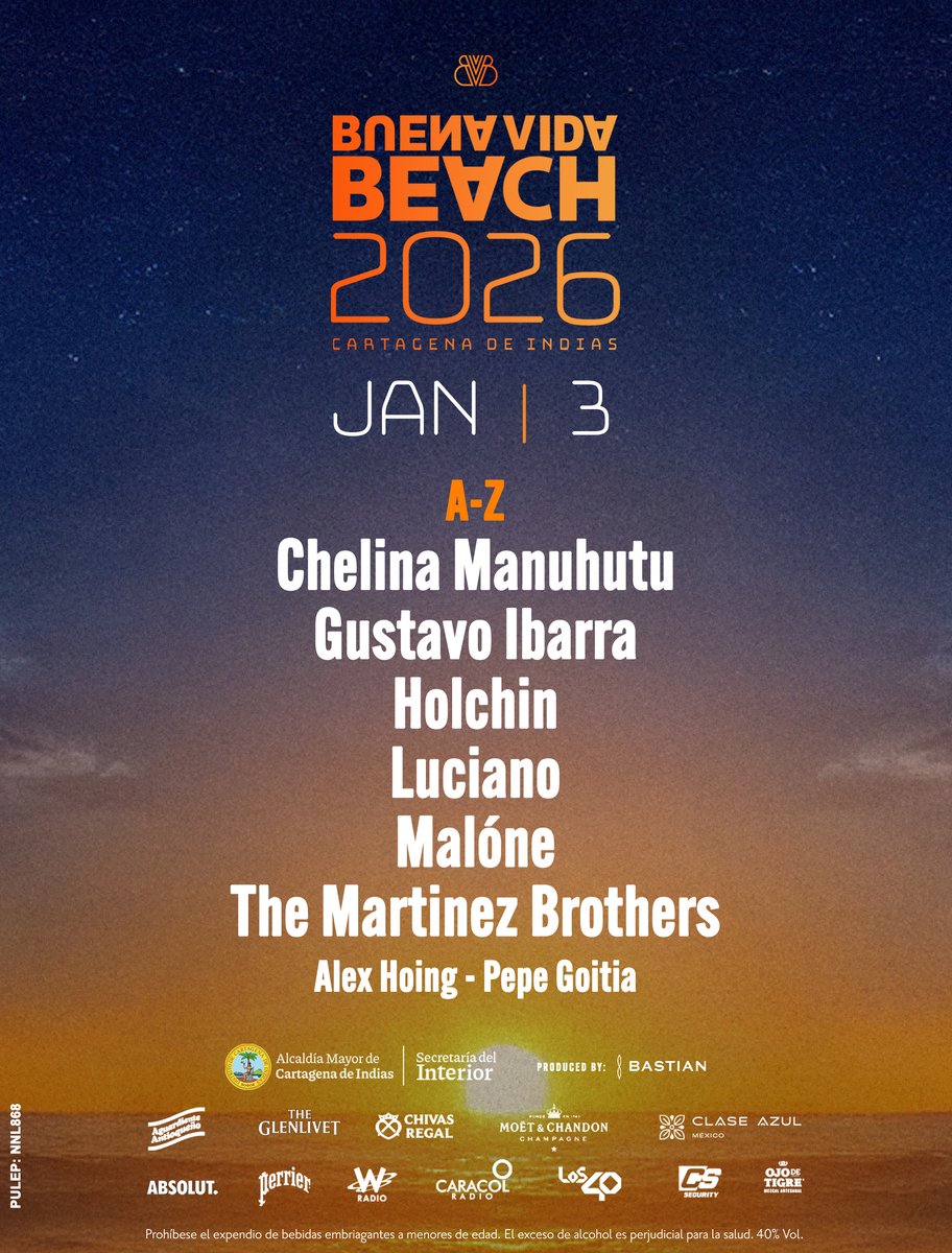 Segundo día del festival y Cartagena ya está ardiendo. 

La música sube y la energía también. Este line up trae una bailadera y sabrosura asegurada, un fiestón que no te puedes perder.

#CARTAGENA2026 #BVB2026