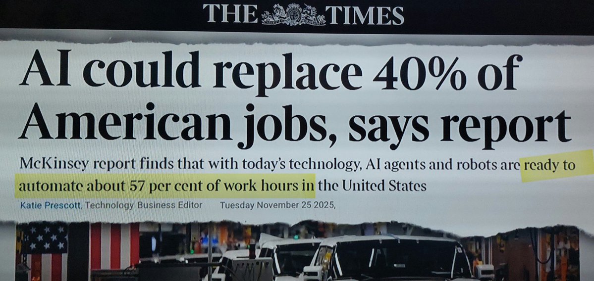 MatjazStajner's tweet image. 🔸️#McKinsey teden nazaj oceni, da AI lahko ŽE zamenja 57% vseh delovnih ur,
🔸️Na #WEF opozarjajo na nujnost dodatnih znanj (zaradi pospešene avtomatizacije manj zahtevnih del)...

...Golob pa še naprej uvaža Tuje delavce brez osnovne šole in tako dodatno manjša rast BDPja. 👎