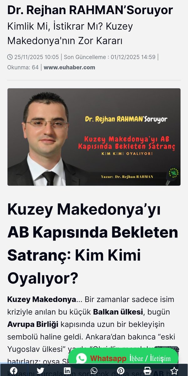Kuzey Makedonya’yı AB Kapısında Bekleten Satranç: Kim Kimi Oyalıyor?
Kimlik Mi, İstikrar Mı? Kuzey Makedonya'nın Zor Kararı...
euhaber.com/haber/kuzey-ma…