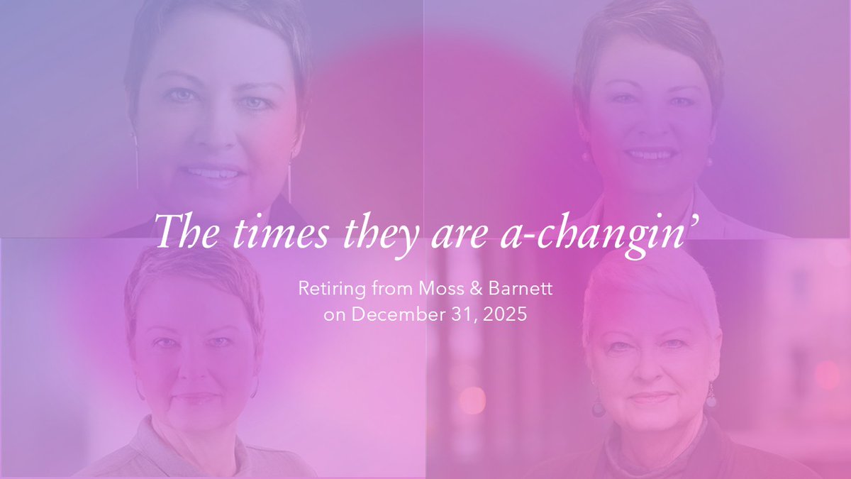 Some personal news to share: This girl is retiring! It is with a deep sense of gratitude that, after 42 years of service, I am announcing my retirement from <a href="/MossBarnett/">Moss & Barnett, P.A.</a> effective December 31, 2025. linkedin.com/posts/deborah-…