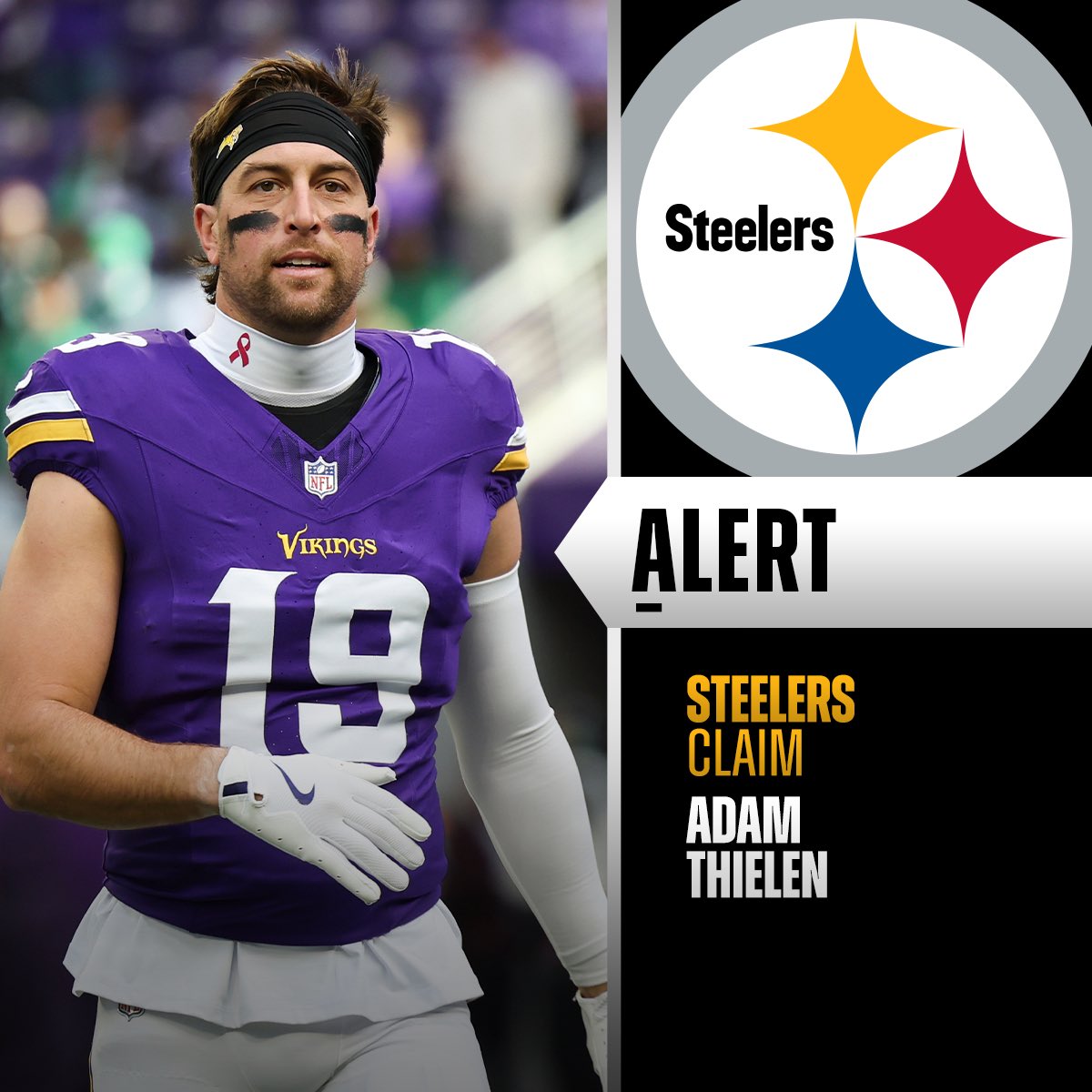 WR Adam Thielen claimed off waivers by the Steelers. (via @TomPelissero) 