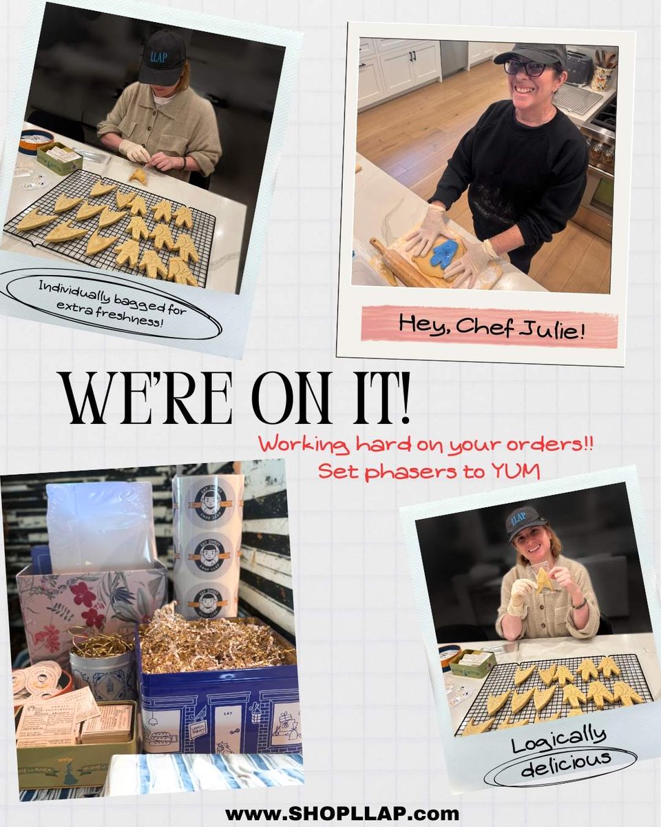 Today is a big day for us as we ship out our first batch of vanilla shortbread cookies! We’re so grateful for your support. 
If you’d like to order a box of our Star Trek shortbread cookies, go to shopllap.com Eat Sweet and Prosper! #LLAP 🖖🍪🤤