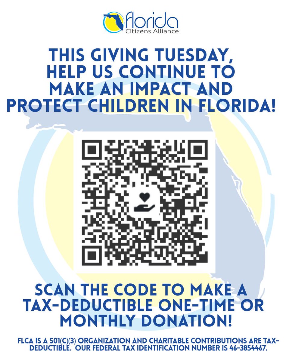 This Giving Tuesday, thank YOU for putting kids first!

Because of your support, Florida Citizens Alliance (FLCA) is:
✅ Passing key legislation to protect children
✅ Ensuring no harmful bills slip through
✅ Working with the Department of Education to improve standards
✅