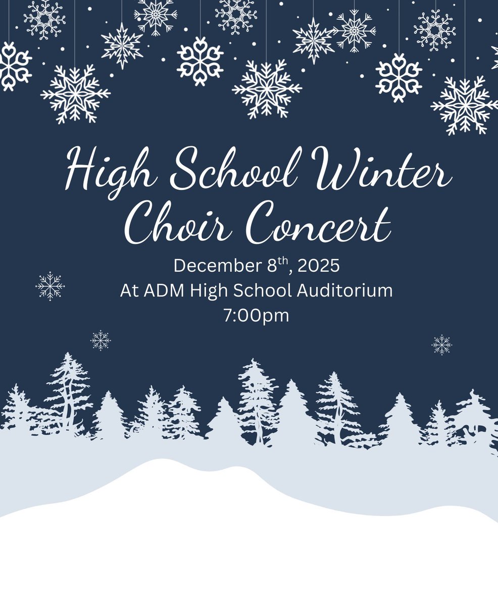 Join us for our winter concert on December 8th. Both our high school Concert Choir and ADM singers will be there!