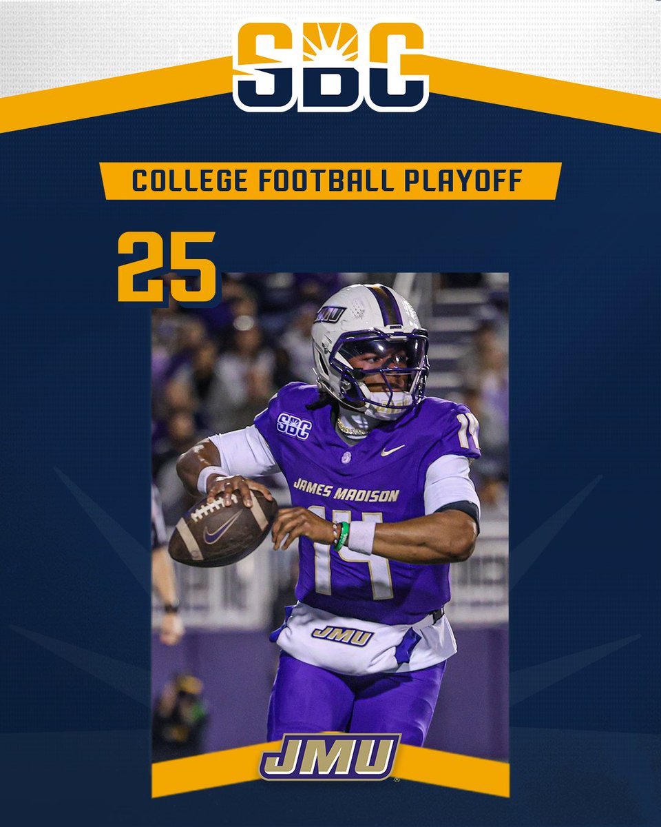 𝗡𝗢𝗧 𝗗𝗢𝗡𝗘 𝗬𝗘𝗧.

<a href="/JMUFootball/">JMU Football</a> earns the first <a href="/CFBPlayoff/">College Football Playoff</a> Ranking in program history at No. 25, following an unblemished run through the <a href="/SunBeltFB/">Sun Belt Football</a> regular-season. ☀️🏈