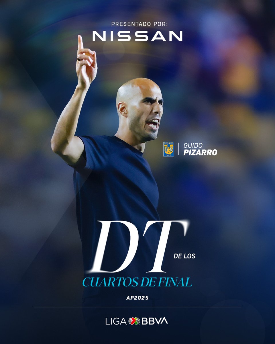 LigaBBVAMX's tweet image. El comandante felino. 🐯☸️

Guido Pizarro lideró desde el banquillo la remontada de los @TigresOficial y ustedes lo eligieron como el #DTDeLosCuartosDeFinal, presentado por @Nissan_mx. 💛

#LaFiestaDeLaAfición ✨ #PresentadoPorNissan #NissanEnLaLigaMX