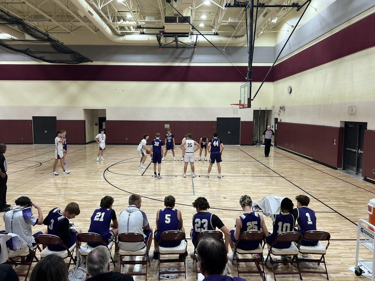 robrash's tweet image. Watching some freshmen basketball 🏀 tonight vs St. Charles West. Currently tied up 26-26 at the half… let’s go Trojans! (@tbhs_ad @TBHS_Boys_Hoops)