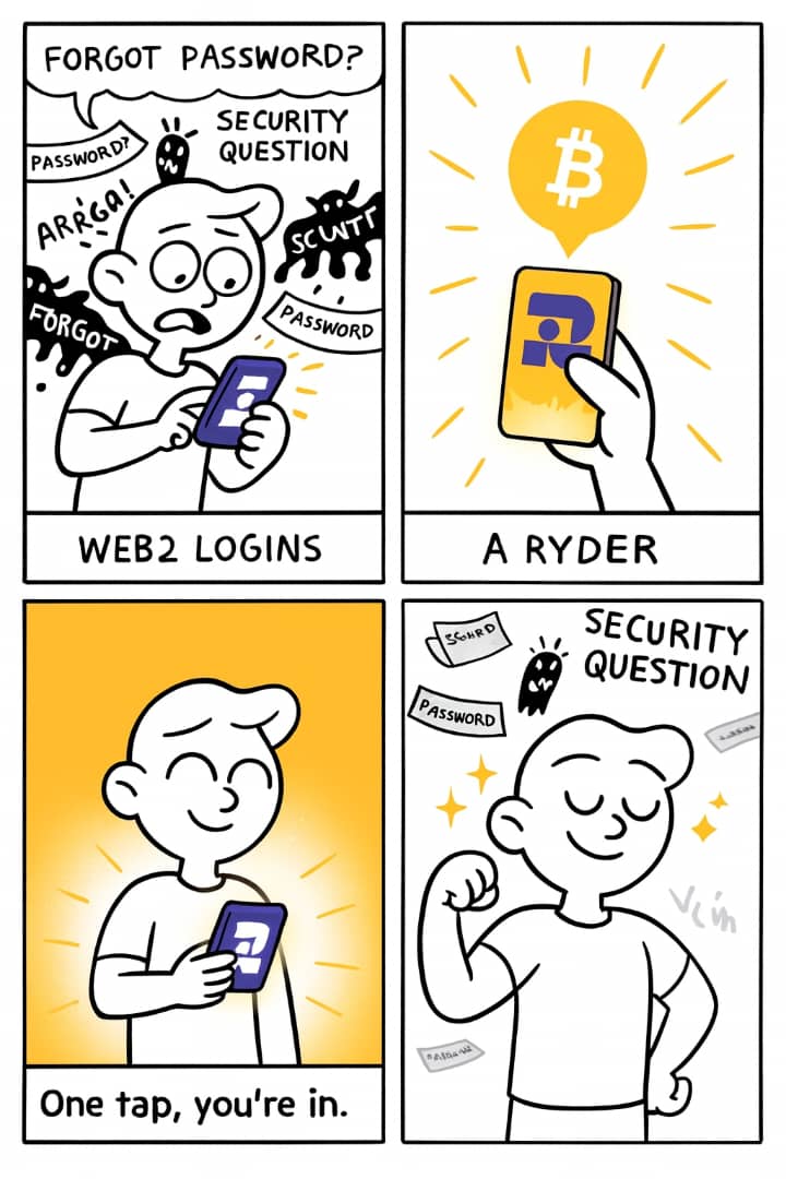 SimonPeter224's tweet image. Web2 logins got me fighting for my life 😂
Passwords here… security questions there… chaos everywhere.
Then Ryder pulled up like a Bitcoin-powered superhero.
One tap — identity unlocked.
@Ryder_ID 
@zeroauthdao