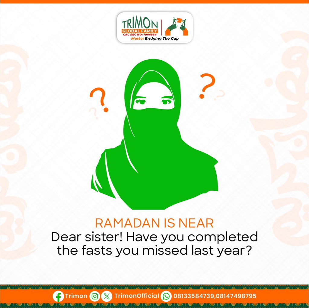 Dear sister!
Have you completed the fasts you missed last year?

#ramadan #reminder #islam #deen #love

©️ TRIMON Global Family