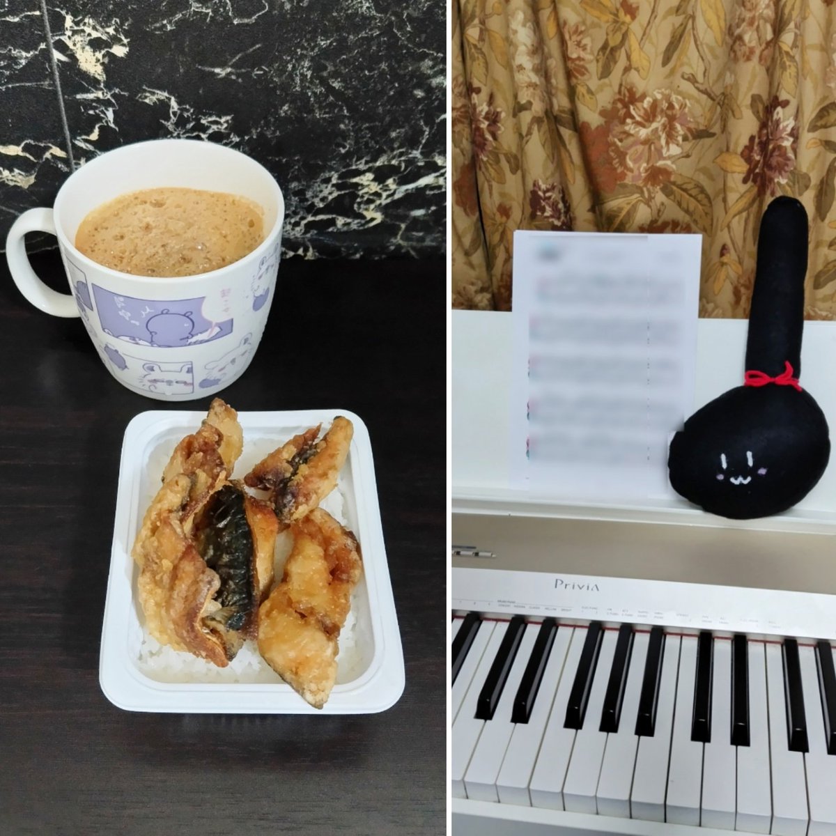 サバごはん食べて朝練中です☕️🐟️🍚🎹

新しい曲が難しいので
『4分音符ちゃん』
が横で応援してくれてます♩
