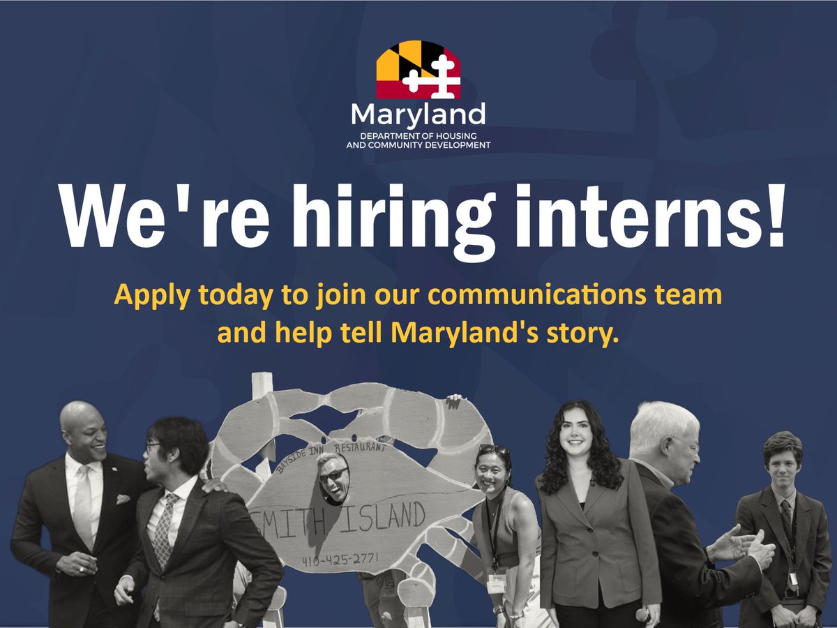 Interested in a career in government communications? Apply today for an internship with DHCD’s Office of Public Affairs for an opportunity to experience public administration at the state level! 

Applications are open now. To learn more, visit bit.ly/3KAq6Kk