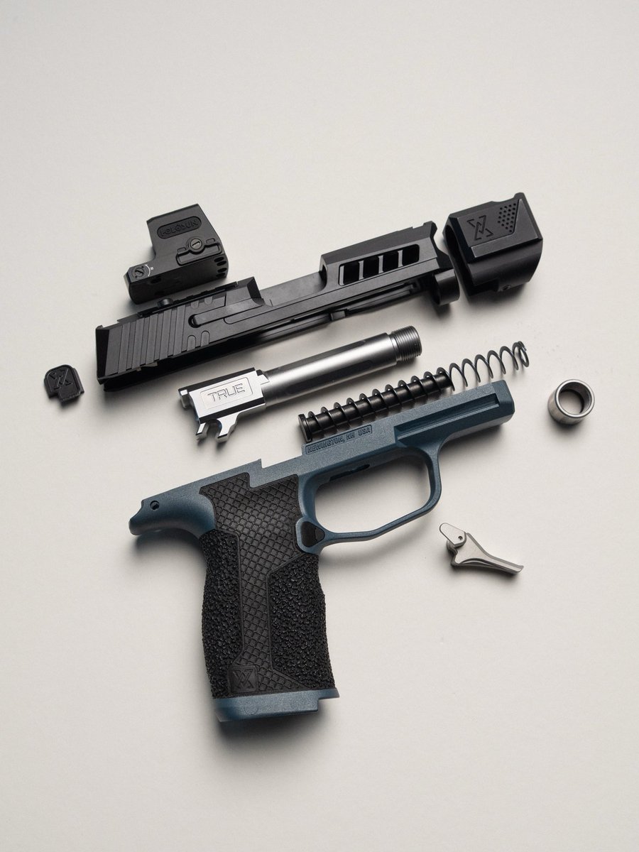 Upgrade your P365

Axiom Slide: Nitride
P365XL Threaded Barrel: Stainless
True-Lock Comp: Black
Hybrid Hand Stippled Grip: TRUE Blue
Drop In Trigger: Stainless
Back Plate: Nitride
TRUE Tuning Kit: P365XL &amp; XMacro