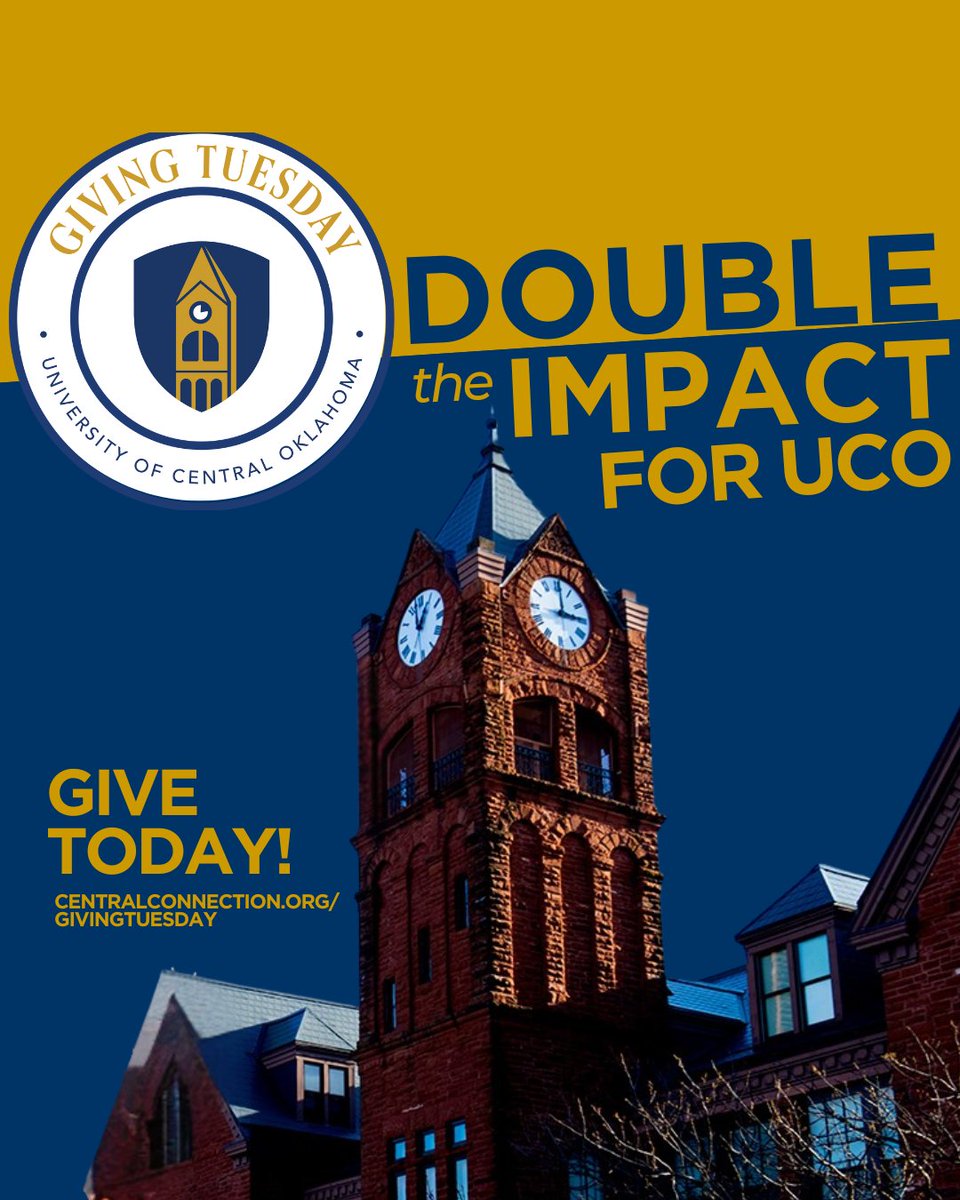 ucoathletics's tweet image. On #GivingTuesday, every dollar at UCO is DOUBLED thanks to MidFirst Bank - don’t miss your chance to move the Bronchos forward! #RollChos 

➡️ centralconnection.org/givingtuesday