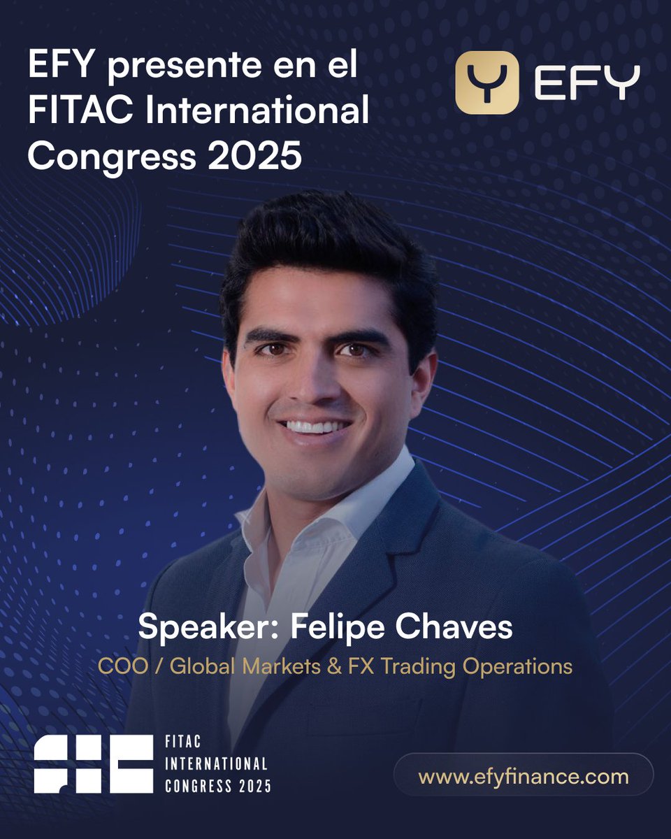 🌍 El dinero se mueve globalmente, pero la infraestructura sigue atascada en el pasado.

En el FITAC International Congress 2025, EFY estará presente junto a nuestro COO, Felipe Chaves Bernal, para compartir cómo empresas logísticas y de comercio exterior pueden ejecutar pagos