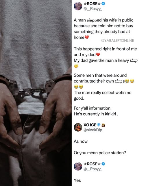 yabaleftonline's tweet image. Man ends up in Kirikiri after sl@pping his wife in public.