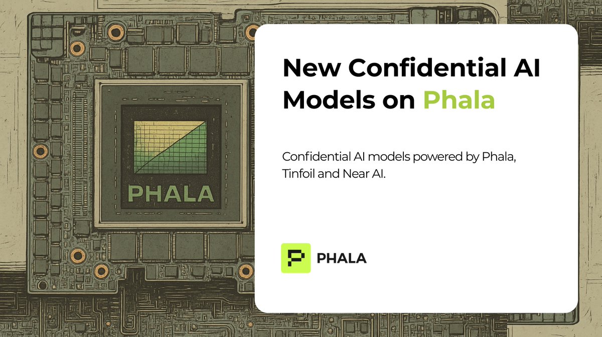 We’ve just expanded Phala Cloud with a new wave of Confidential AI models from leading ecosystems, including Phala, <a href="/TinfoilAI/">Tinfoil</a>, and <a href="/near_ai/">NEAR AI</a>.

Here’s a quick look at what’s now available. 🧵