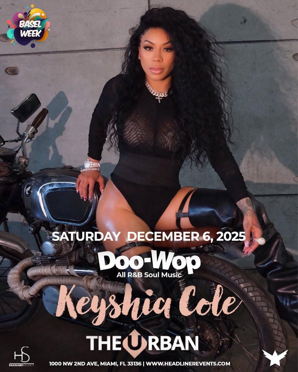 trendingwithtre's tweet photo. Miami, Florida
Saturday December 6, 2025
Art Basel Week Edition
Doo-Wop All R&amp;B Soul Music Party
Hosted by @keyshiacole
at @theurbanmia
1000 NW 2nd Ave. | Miami
Doors open 7pm
Powered by @headlinerselect @aflyguy

PRESALE TICKETS
&amp; VIP TABLES AVAILABLE:
https://t.co/CRlOoVKtNM https://t.co/ArJBjVNBfe