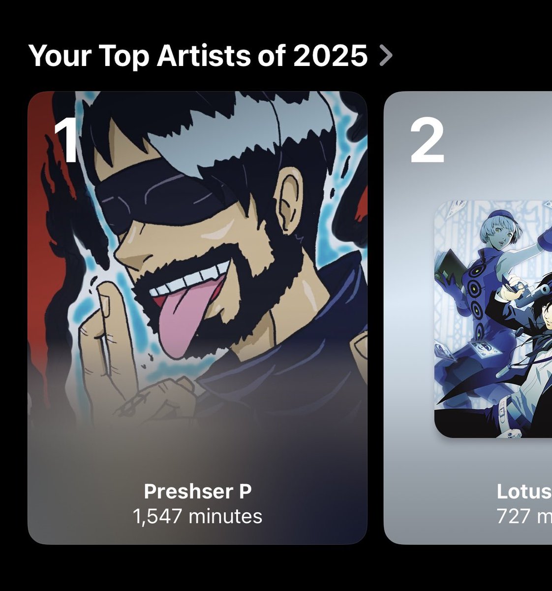 TheRoyalTrick's tweet photo. Might not be a ton of listening time but that’s my goat in the number 1 spot as always @shiny_peso https://t.co/U1VYPgakrg