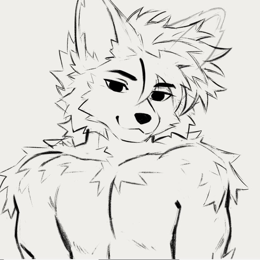 wip of a friendly maned-wolf face :>