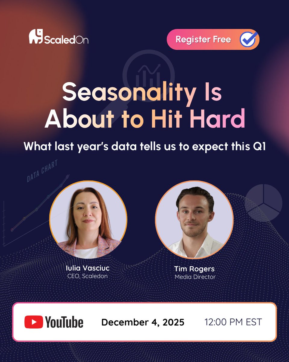 On Dec 4, we’re breaking down what last year’s data predicts for Q1 and how to protect margin before the slowdown hits.
We’re also giving away 3 AI-optimized video variations for $599 (normally $1,797).

#holidaymarketing #2026marketing #digitalmarketing