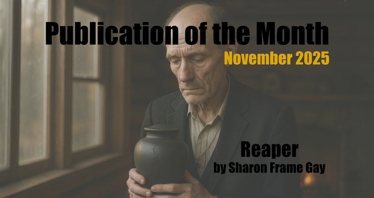 Congratulations to Sharon Frame Gay (<a href="/sharonframegay/">Sharon Frame Gay</a>), whose short story 'Reaper' has been voted November’s Publication of the Month! 👏
A sincere thank you to our entire community for your support and participation. 🎉

Read the winning piece here: spillwords.com/reaper/