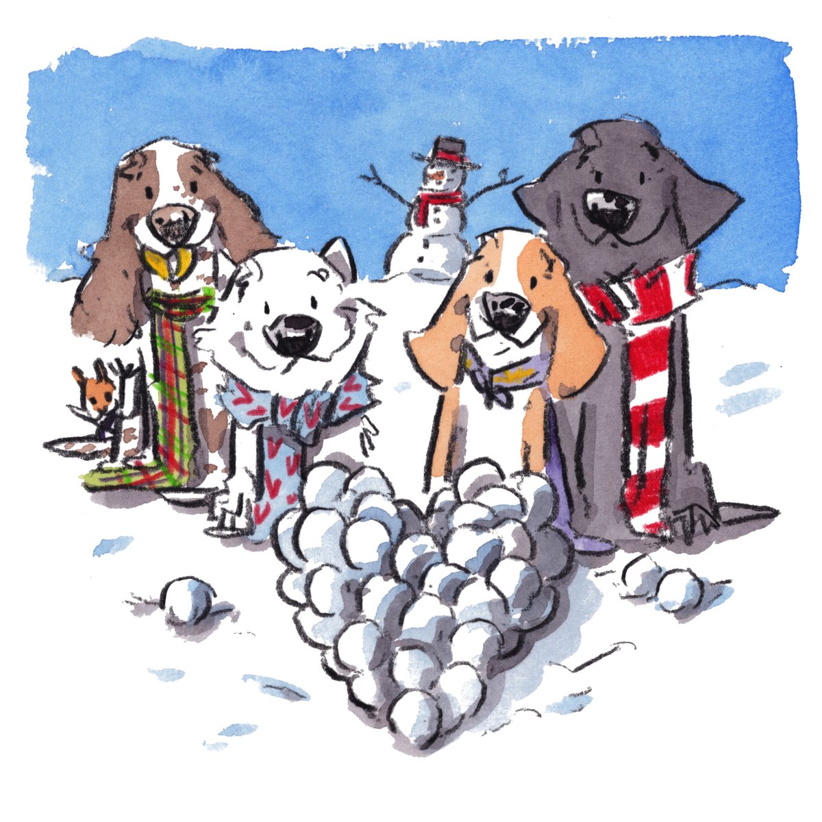 Good night, lovely people and lovely dogs.
The team loves to play in the snow.
Sleep well and sweet dreams.
I hope that you have a wonderful day tomorrow. 
#hoorayfordogs #springer #westie #beagle #labrador #redsquirrel