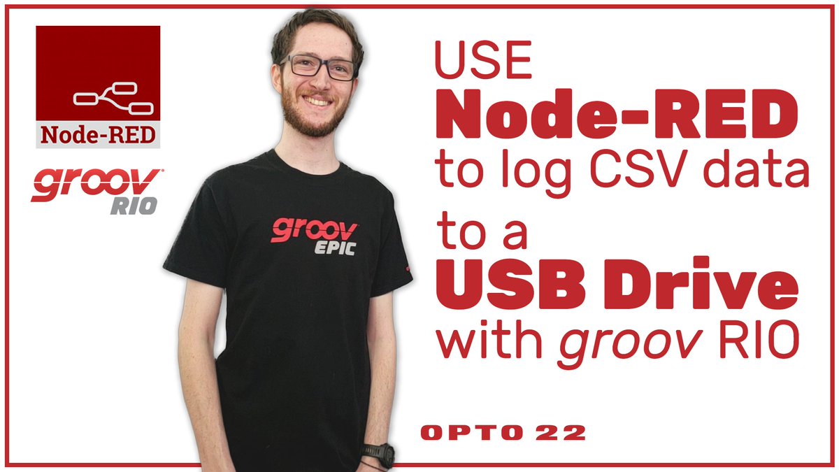 opto22's tweet image. #TechTipTuesday - In this #NodeRED tutorial, learn how to move your data to a CSV file, then log that file to a USB drive on a #groovRIO. op22.co/4oxd6TL