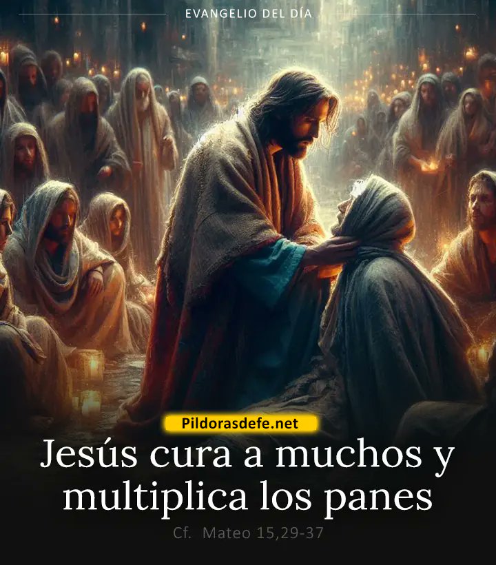 El Evangelio de hoy vemos a Jesús subiendo al monte y poniendo allí su presencia como un signo de cercanía, autoridad y compasión. 

✅ "Jesús cura a muchos y multiplica los panes" (Mateo 15,29-37)

Rodeado de multitudes que traen consigo enfermos, quebrantos, silencios y