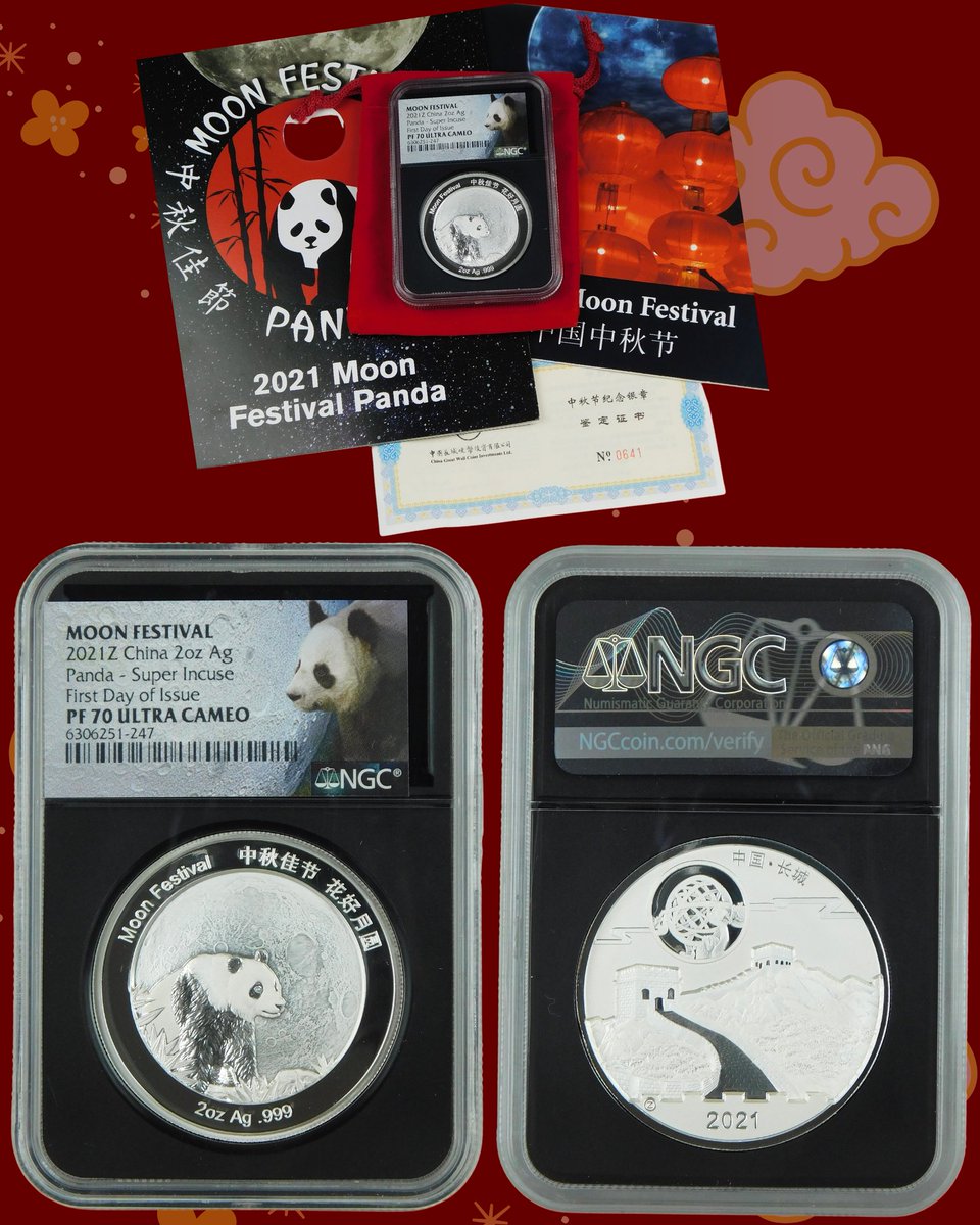 wilshirecoin's tweet image. 🌕🐼 2021Z China Moon Festival Panda
2 oz Super Incuse Silver | NGC PF70 UC FDOI
COA #0641/1888 + extras
⏳ Ends Thu @ 5:04 PM PST
👉 ebay.us/m/IgFBuu
#PandaCoin #SuperIncuse #NGCPF70 #AuctionAlert #WilshireCoin