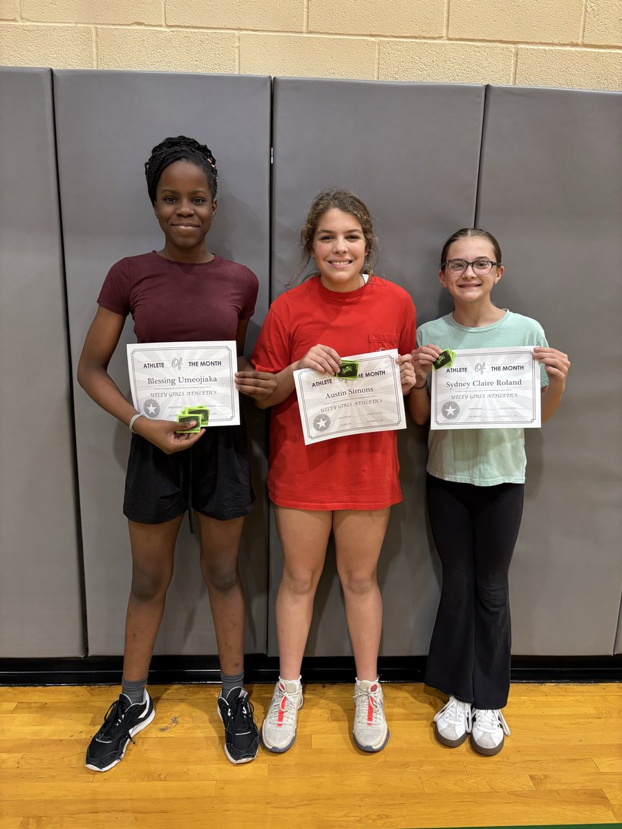CONGRATULATIONS to our 6th grade athletes of the month! 🎉🎊

4th period: 
Caroline, Kingsley &amp; Madison

5th period:
Blessing, Austin &amp; Sydney Claire