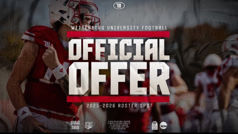 Blessed to receive my 7th offer from <a href="/WittFootball/">Wittenberg Football</a>!! 
<a href="/LMHSAthletics/">Lloyd Memorial High School Athletics</a> <a href="/NWahlScouting/">Nate Wahl</a> <a href="/LippertScouting/">Ryan Lippert</a> <a href="/CoachWalker8383/">Coach Walker</a> <a href="/Gruelingtruth/">The Grueling Truth Sports Network</a> <a href="/PrepRedzoneKY/">Prep Redzone Kentucky</a> <a href="/TimRecognition/">(Tim Swafford) Tim’s Top 5 Sports and Recognition.</a>