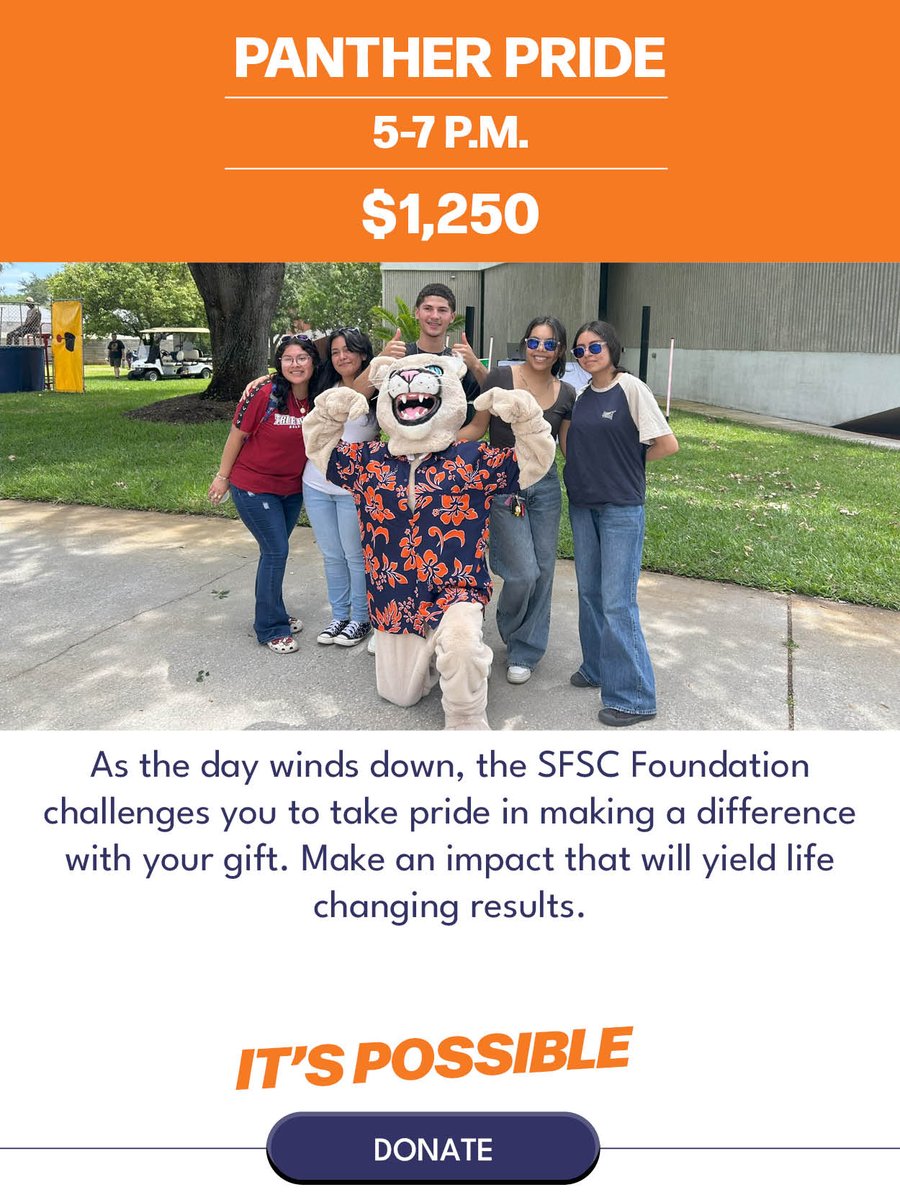 SFSCAlumni's tweet image. Fourth Challenge UNLOCKED
Panther Pride!

South Florida State College: Where leaders are made.

Join in on the fourth challenge, Panther Pride, and help us reach our goal!

Make an Impact today: shorturl.at/zml2i