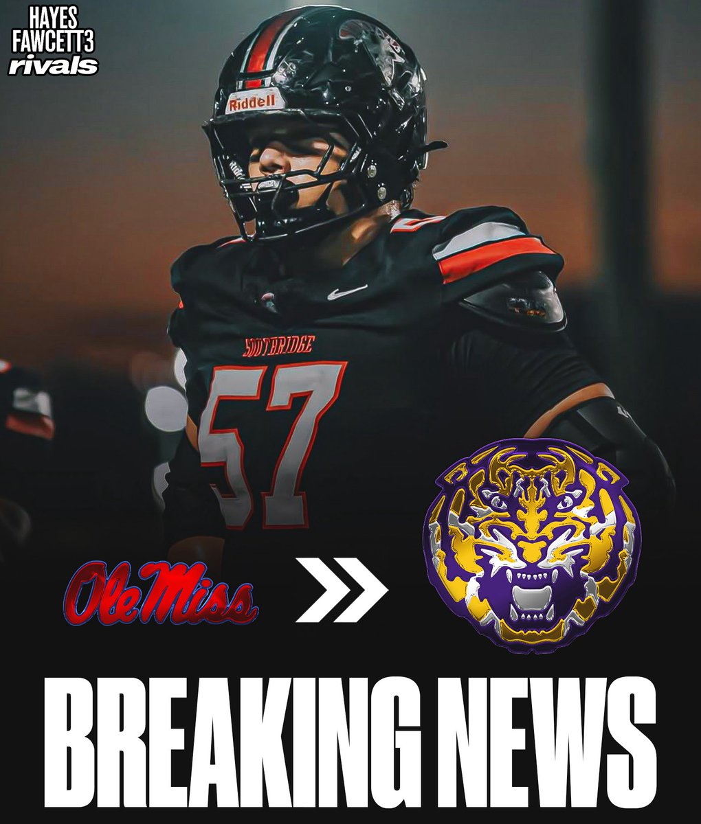 Hayesfawcett3's tweet image. BREAKING: Class of 2026 IOL Ryan Miret has Flipped his Commitment from Ole Miss to LSU, he tells me for @rivals

The 6’4 300 IOL from Miami, FL had been Committed to the Rebels since June

He’s the 2nd recruit to flip from Ole Miss to LSU today

on3.com/rivals/ryan-mi…
