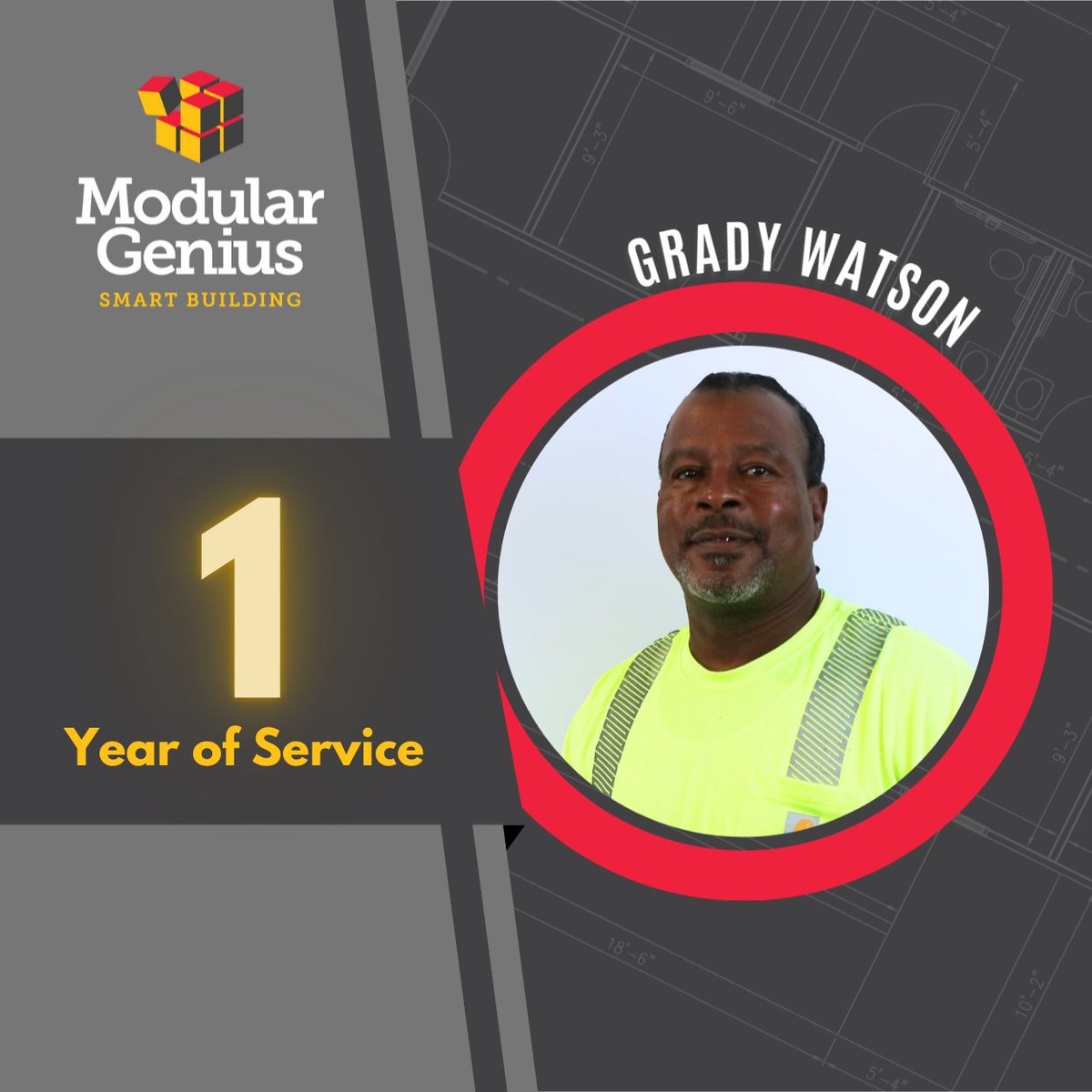 ModularGenius's tweet image. Grady Watson is celebrating 1 year as a Site Superintendent! His reliability and steady presence on the job site have made a meaningful impact on our field operations.

Please join us in congratulating Grady on his 1-year milestone!