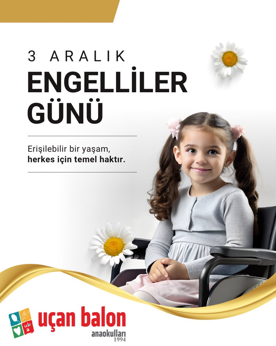 Eğitimden sağlığa, istihdamdan sosyal hayata kadar tüm bireylerin eşit şartlarda yaşadığı bir dünya için engelleri kaldırmak hepimizin ortak sorumluluğudur! 

3 Aralık Dünya Engelliler Günü’nün, daha kapsayıcı bir toplumun inşasına katkı sunmasını diliyoruz.🌼
