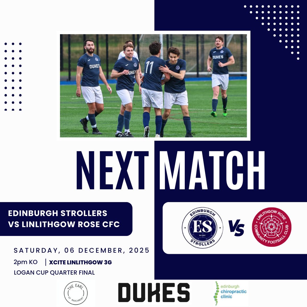 EdinStrollersFC's tweet photo. 🔜 | Upcoming Fixture

It's the Quarter Finals of the Logan Cup this weekend, with a trip West to face @LRCFCAmateurs. Further details below ⬇️

@LeafaOfficial @scottish_aff @L1veAtTheAmmys 

Sponsors:
Dukes
The Earl of Marchmont
@ChiroEdinburgh 

🔵⚪️🔵⚪️ https://t.co/J3OrjEWKAw