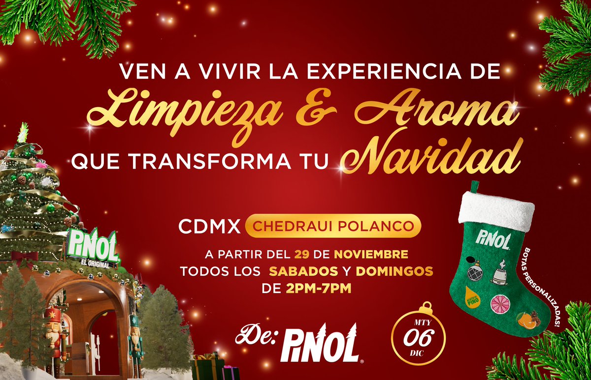 mninoticias's tweet photo. Vive la magia de la  #NavidadConPinol

Este diciembre queremos consentirte con una experiencia navideña única.
Pinol llevará la alegría de la temporada a Chedraui Polanco, donde podrás disfrutar de un spot espectacular para tomarte la foto perfecta y compartirla con tu comunidad.

Además, al visitarnos podrás participar para ganar una bota navideña personalizada, completamente ¡GRATIS!

@PinolElOriginal