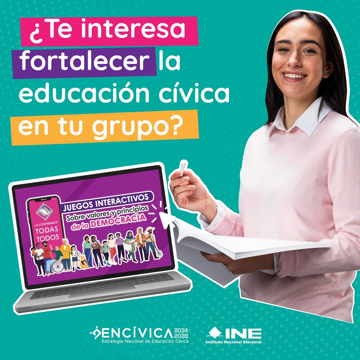 INEYucatan's tweet image. 📢La #02JuntaDistrital de #Progreso y  el #INEYucatán, te invitamos a conocer la plataforma 🎯 #JuegosINE la cual ofrece contenidos para que niñas, niños y adolescentes 👱👨‍🦰👱‍♀️aprendan sobre democracia y sobre sus derechos.

📲 ¡Visítala hoy!
🔗 juegos.ine.mx

#ENCÍVICA