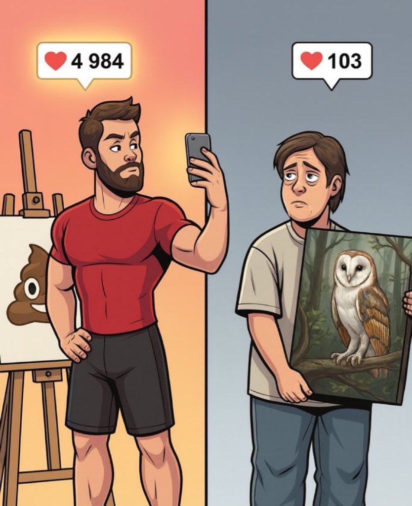 İşte sosyal medyanın da tam olarak sorunu bu! Sanat’a değer yok. İnsanlığın çürümüş zihniyet göstergesidir.