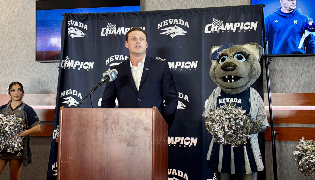 NevadaSportsNet's tweet photo. Nevada officially announces Jordan Getzelman as its new head baseball coach. He replaces Jake McKinley, who is in attendance at Getzelman’s introductory press conference along with the entire Wolf Pack baseball team. https://t.co/5iqWC8nEpg